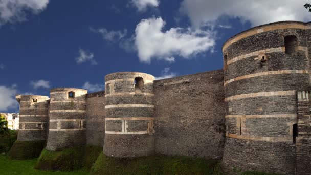 Zewnętrzna część zamku, miasta angers, maine-et-loire, Francja — Wideo stockowe