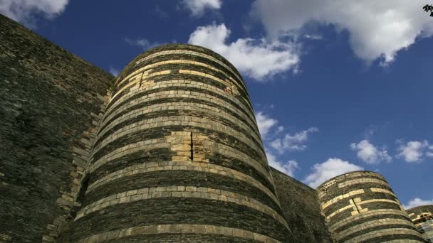 Außen angers castle, angers city, maine-et-loire, franz — Stockvideo