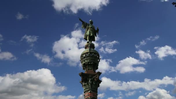 Monument van Chistopher Columbus in Barcelona, Spanje — Stockvideo