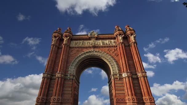Arc de Triomf, Barcelona, Spanyolország (idő telik el) — Stock videók