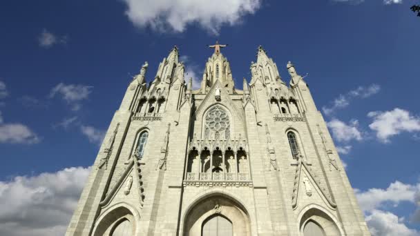 Tibidabo kilisede tibidabo tepeye, Barcelona, İspanya (tapınak), — Stok video