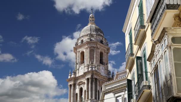 Cathedral of Malaga is a Renaissance church in the city of Malaga, Andalusia, southern Spain. It was constructed between 1528 and 1782 — Stock Video