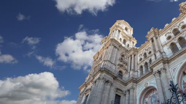 Katedralen i Malaga är en renässans kyrka i staden Malaga, Andalusien, södra Spanien. Det byggdes mellan 1528 och 1782 — Stockvideo