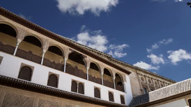 Alhambra Palace - средневековый мавританский замок в Гранаде, Андалусия, Испания — стоковое видео