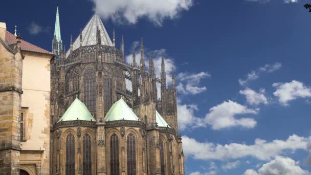 St. Vitus Cathedral (rooms-katholieke kathedraal) in de Praagse burcht en Hradcany, Tsjechië — Stockvideo