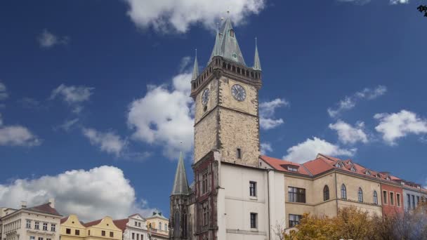 Old Town City Hall in Prague, view from Old Town Square, Czech Republic — Stock Video