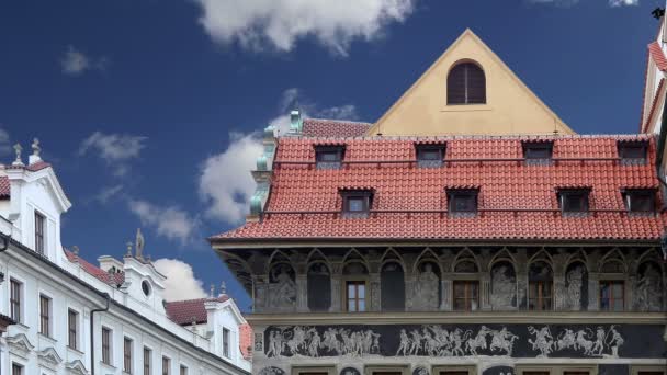 Casas antiguas en Praga, República Checa — Vídeo de stock