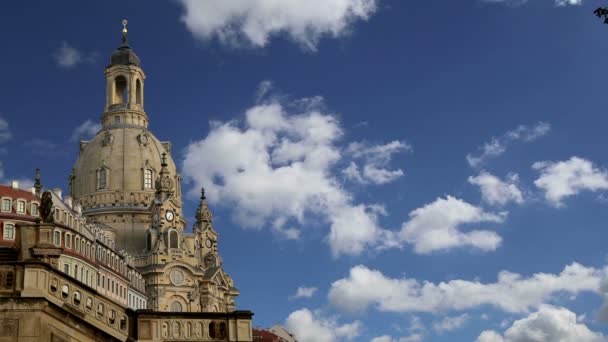 Dresden Frauenkirche (szó szerint Church of Our Lady) egy evangélikus templom Drezdában, Németországban — Stock videók