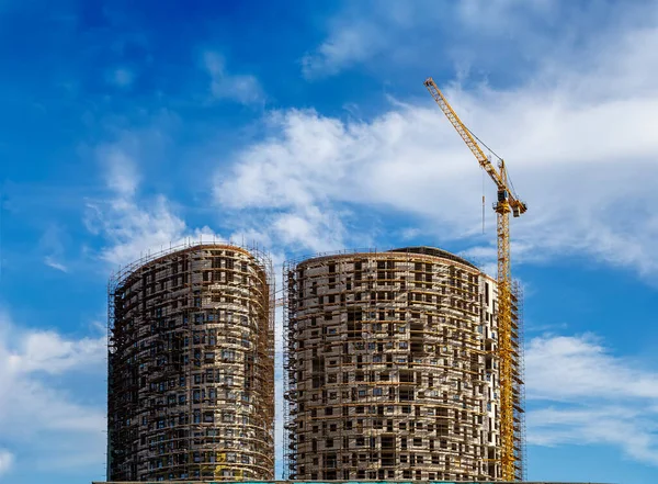 Hochhaus Bau Mit Gerüsten Neuer Wohnkomplex Moskau Russland — Stockfoto