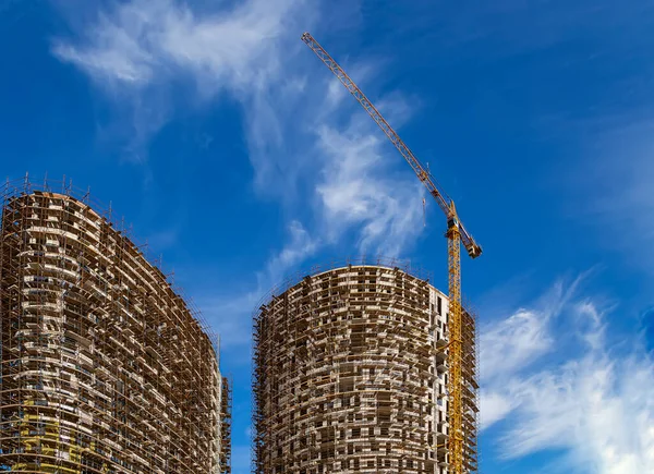 Meerverdiepingen Gebouw Aanbouw Met Steiger Nieuw Wooncomplex Moskou Rusland — Stockfoto