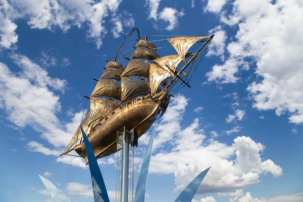 Moscow Russia October 2020 Brig Mercury Two Masted Sailboat Sky — Stock Photo, Image