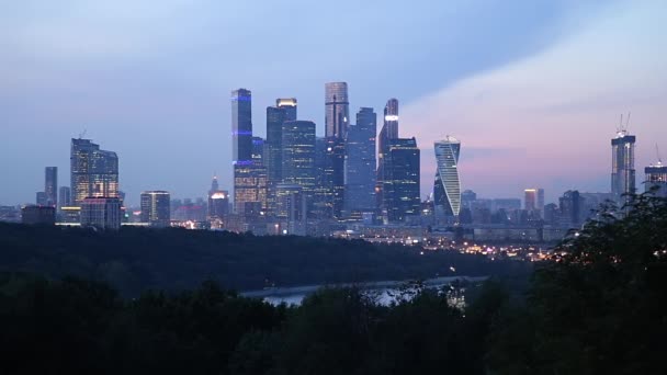 Widok Miasto Kompleks Drapaczy Chmur Moskwa Miasto Sparrow Hills Lub — Wideo stockowe