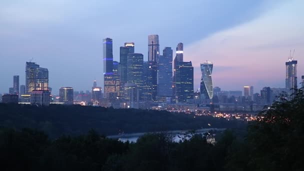 Widok Miasto Kompleks Drapaczy Chmur Moskwa Miasto Sparrow Hills Lub — Wideo stockowe