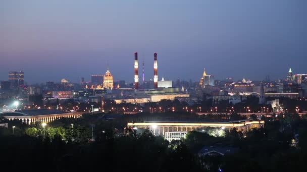 Pohled Centrální Moskvu Vrabčích Kopců Nebo Vorobyovy Krvavé Vyhlídkové Plošiny — Stock video