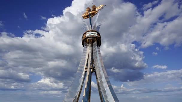 Moscow Russia October 2020 Brig Mercury 돛대를 돛단배 Sky Monument — 비디오