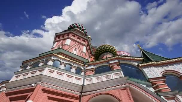 Catedral San Basilio Templo Basilio Bendito Contra Las Nubes Movimiento — Vídeo de stock