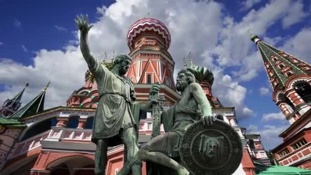 Monumento Minin Pojarsky Fue Erigido 1818 Cerca Catedral San Basilio — Vídeos de Stock