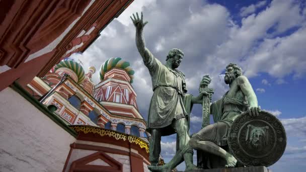 Monumento Minin Pojarsky Fue Erigido 1818 Cerca Catedral San Basilio — Vídeos de Stock