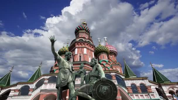Minin Και Pojarsky Μνημείο Χτίστηκε 1818 Κοντά Στον Καθεδρικό Ναό — Αρχείο Βίντεο