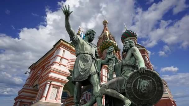 Monumento Minin Pojarsky Fue Erigido 1818 Cerca Catedral San Basilio — Vídeos de Stock