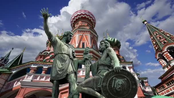 Monumento Minin Pojarsky Fue Erigido 1818 Cerca Catedral San Basilio — Vídeos de Stock