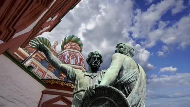 Monumento Minin Pojarsky Fue Erigido 1818 Cerca Catedral San Basilio — Vídeos de Stock