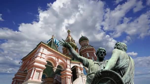 Monumento Minin Pojarsky Fue Erigido 1818 Cerca Catedral San Basilio — Vídeos de Stock