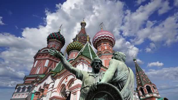 Monumento Minin Pojarsky Fue Erigido 1818 Cerca Catedral San Basilio — Vídeos de Stock