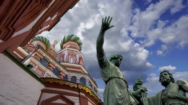 Monumento Minin Pojarsky Fue Erigido 1818 Cerca Catedral San Basilio — Vídeos de Stock