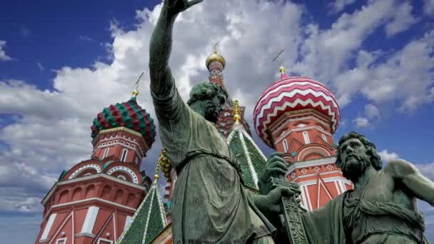 Monumento Minin Pojarsky Fue Erigido 1818 Cerca Catedral San Basilio — Vídeos de Stock