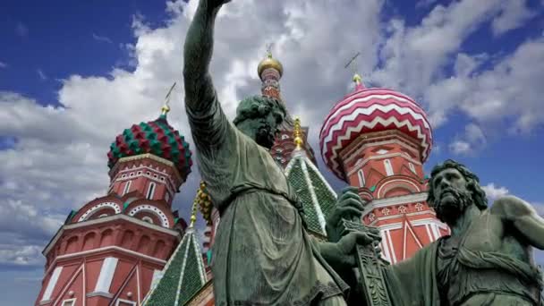 Monumento Minin Pojarsky Fue Erigido 1818 Cerca Catedral San Basilio — Vídeos de Stock