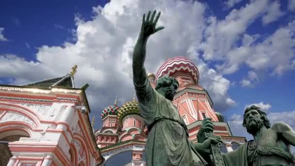 Monumento Minin Pojarsky Foi Erguido 1818 Perto Catedral São Basílio — Vídeo de Stock