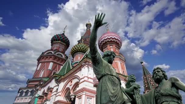 Minin Pojarsky Anıtı 1818 Dikildi Aziz Basil Katedrali Kutsanmış Basil — Stok video