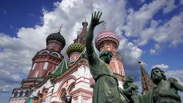 Monumento Minin Pojarsky Foi Erguido 1818 Perto Catedral São Basílio — Vídeo de Stock