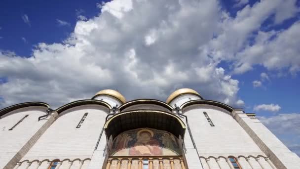 Assumption Cathedral Cathedral Dormition Uspensky Sobor Moving Clouds Moscow Kremlin — Stok video