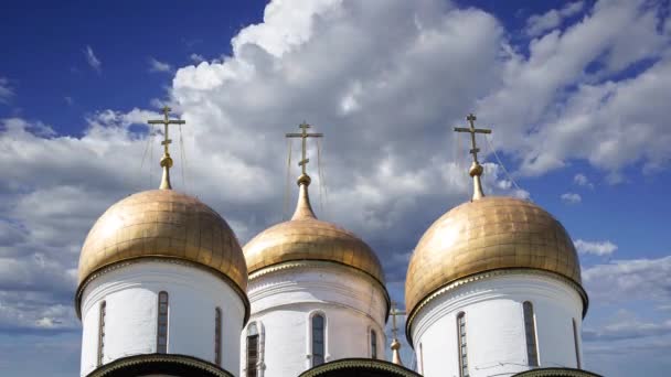 Assumption Cathedral Cathedral Dormition Uspensky Sobor Moving Clouds Moscow Kremlin — Vídeos de Stock