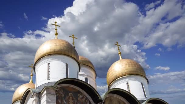 Assumption Cathedral Cathedral Dormition Uspensky Sobor Moving Clouds Moscow Kremlin — Video Stock