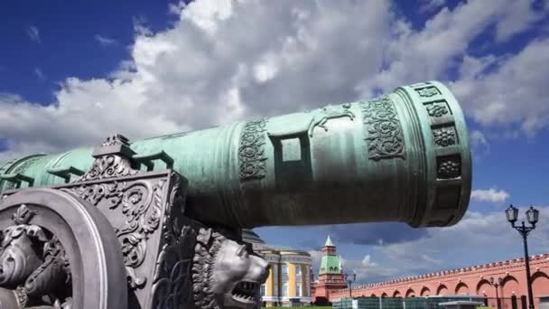 Canhão Czar Contra Nuvens Movimento Kremlin Moscou Rússia Grande Canhão — Vídeo de Stock