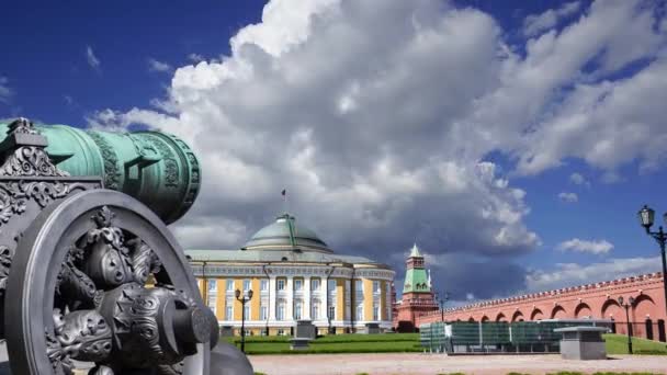 Canhão Czar Contra Nuvens Movimento Kremlin Moscou Rússia Grande Canhão — Vídeo de Stock