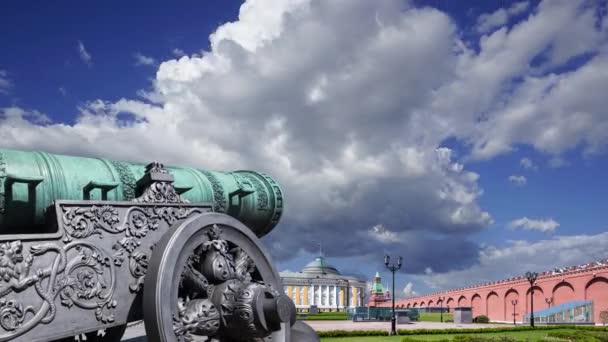 Cañón Del Zar Contra Las Nubes Movimiento Kremlin Moscú Rusia — Vídeos de Stock