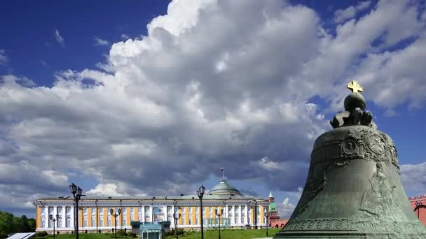 Campana Del Zar Contra Las Nubes Movimiento Kremlin Moscú Rusia — Vídeos de Stock