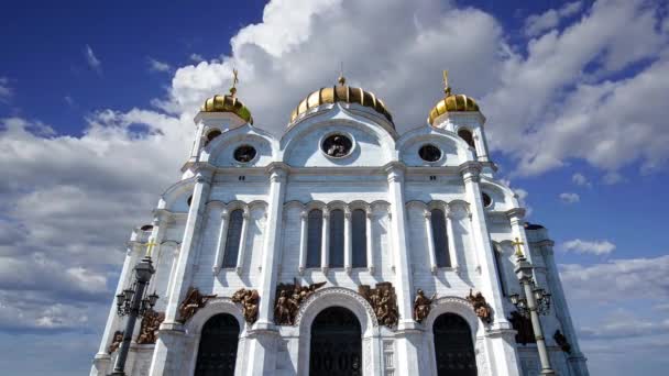 Kristus Frälsarens Katedral Dag Mot Rörliga Molnen Moskva Ryssland — Stockvideo