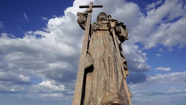 Moscow Oroszország Július 2020 Monument Holy Prince Nagy Vladimir Borovitszkaja — Stock videók