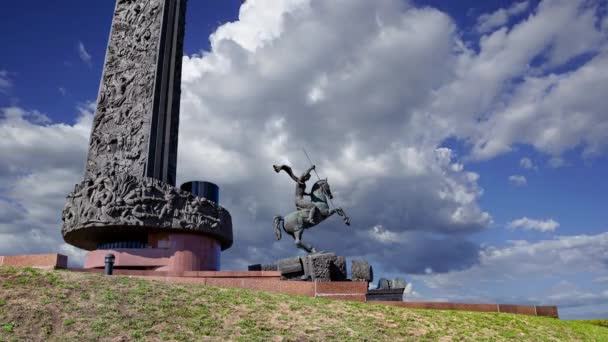 Moscow Russia July 2020 Monument Saint George Slaying Dragon Poklonnaya — Stock Video