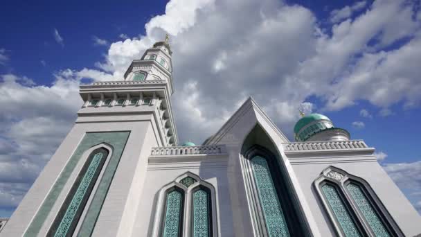 Moscú Mezquita Catedral Contra Las Nubes Movimiento Rusia Mezquita Principal — Vídeos de Stock