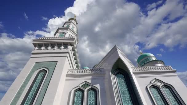 Moscú Mezquita Catedral Contra Las Nubes Movimiento Rusia Mezquita Principal — Vídeos de Stock