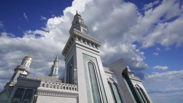 Moscow Cathedral Mosque Moving Clouds Russia Main Mosque Moscow New — Stock Video