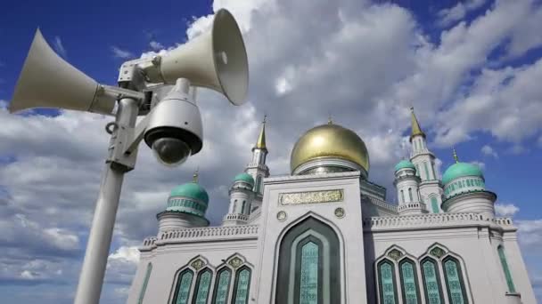 Moscú Mezquita Catedral Contra Las Nubes Movimiento Rusia Mezquita Principal — Vídeo de stock