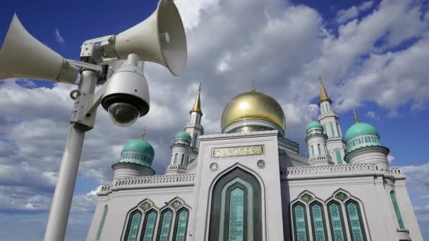 Moscú Mezquita Catedral Contra Las Nubes Movimiento Rusia Mezquita Principal — Vídeo de stock