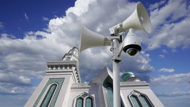 Moscú Mezquita Catedral Contra Las Nubes Movimiento Rusia Mezquita Principal — Vídeo de stock